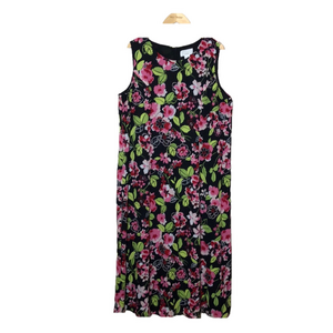 STUDIO C PLUS Women 20W Black Floral Sleeveless Maxi Dress Spring Easter Classic